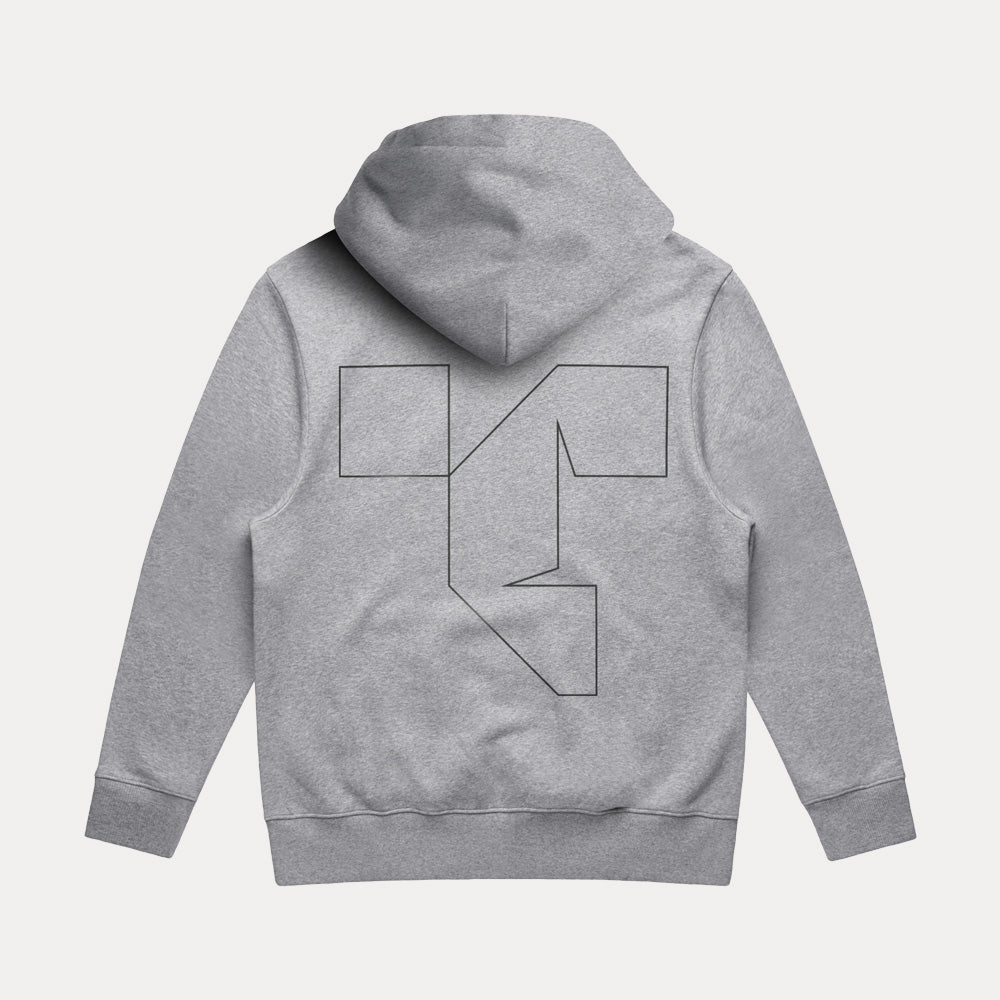 Keyline logo hood - grey marle - back view