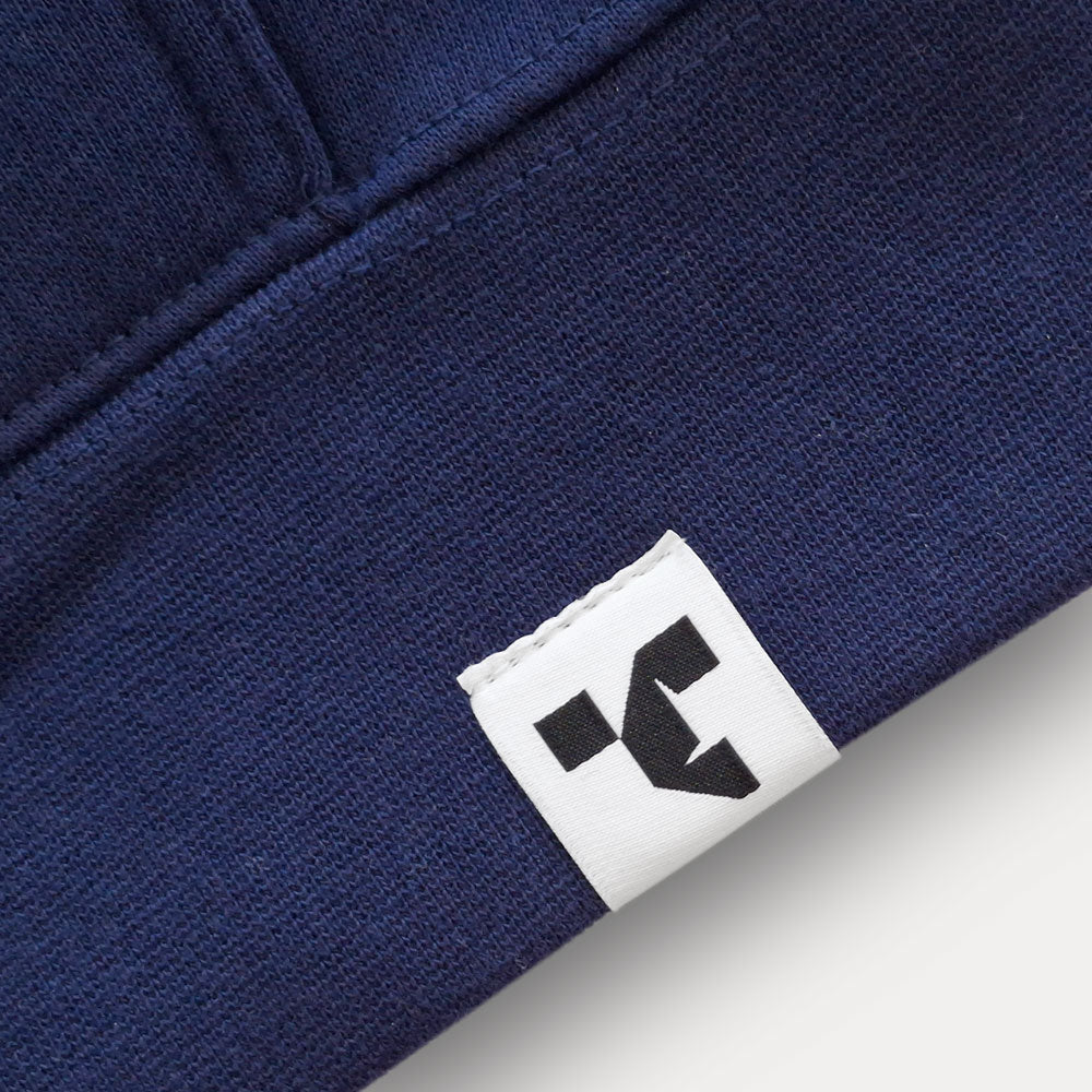 The Zodiac hood - cobalt - pip tag view